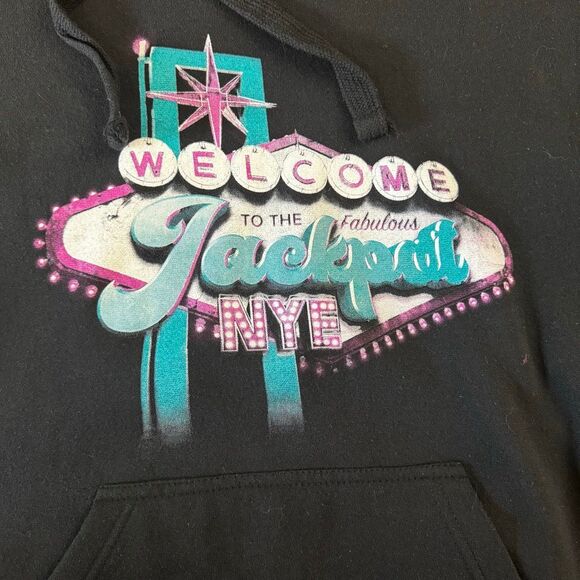 Jackpot NYE Festival Las Vegas 2022 Black Hoodie Size Large RVLTN EDM Neon Rave - Picture 2 of 5